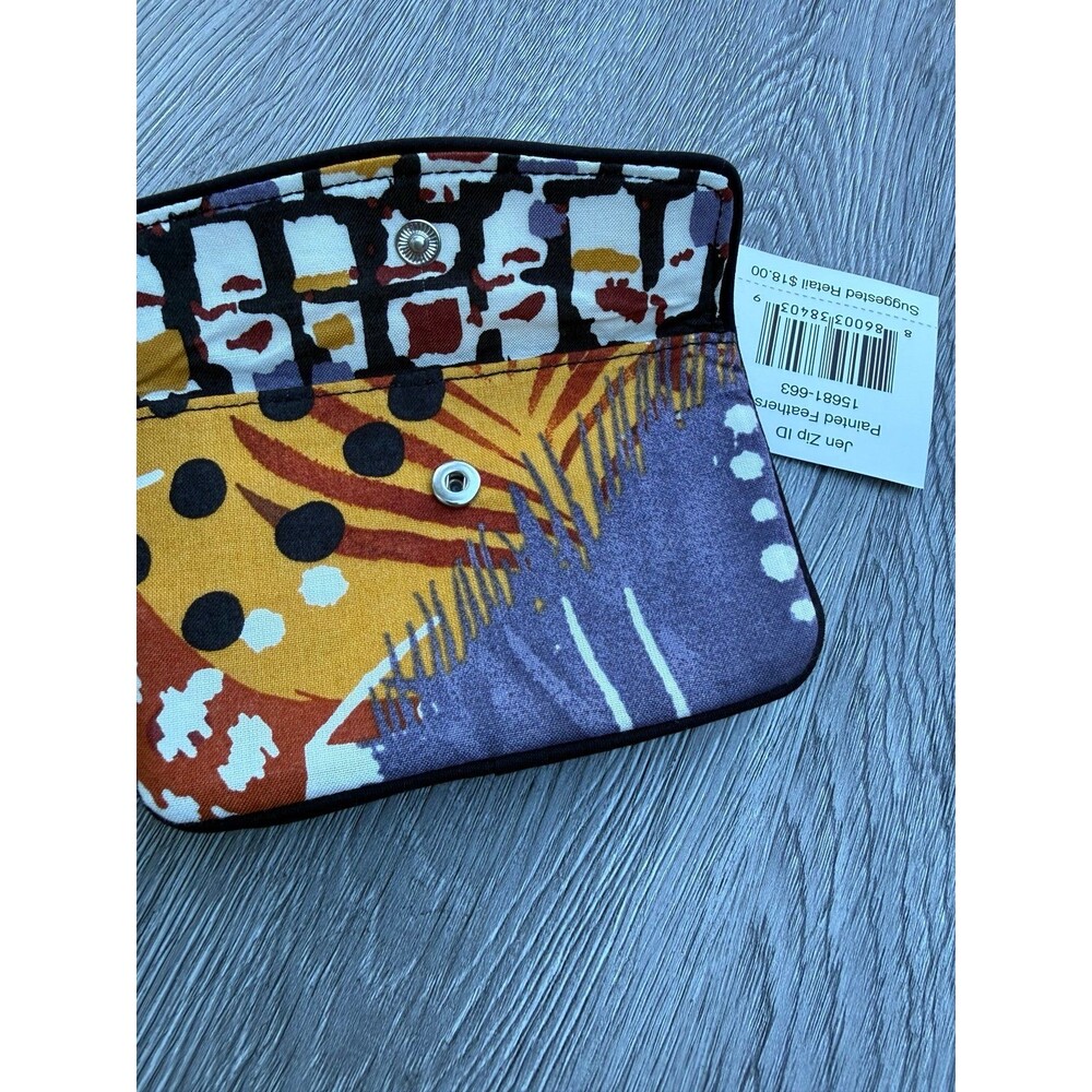 Vera Bradley Painted Feathers Jen Zip ID wallet NWT